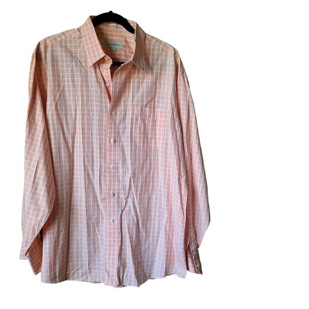 Tommy Bahama Orange and White Striped LS Button Down Dress Shirt 17-34-35